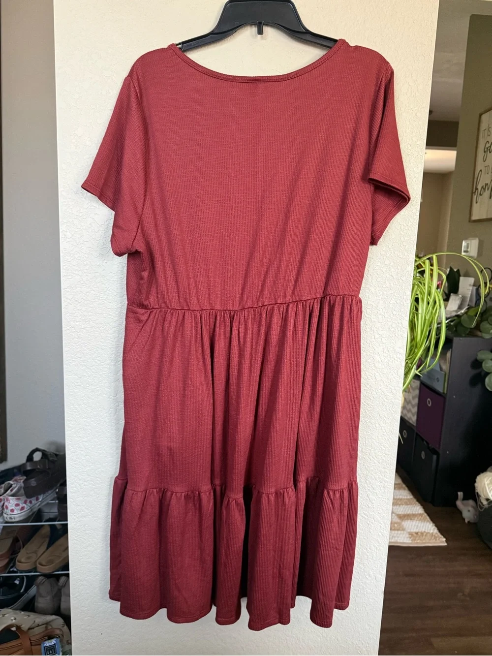 Torrid Brick Red V-Neck Tiered Midi Dress - Picture 5 of 5